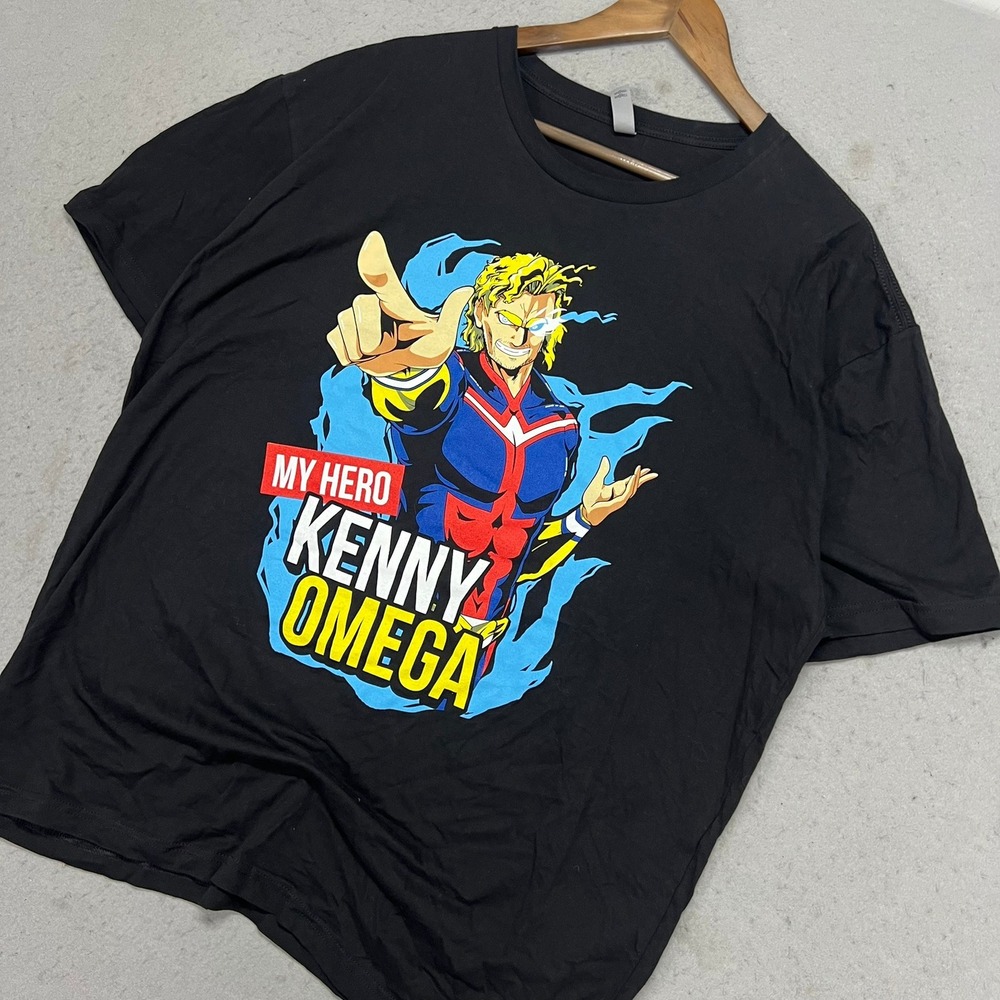 Kenny Omega My Hero Academia All Might Graphic T-Shirt Mens XXL Black AEW Anime